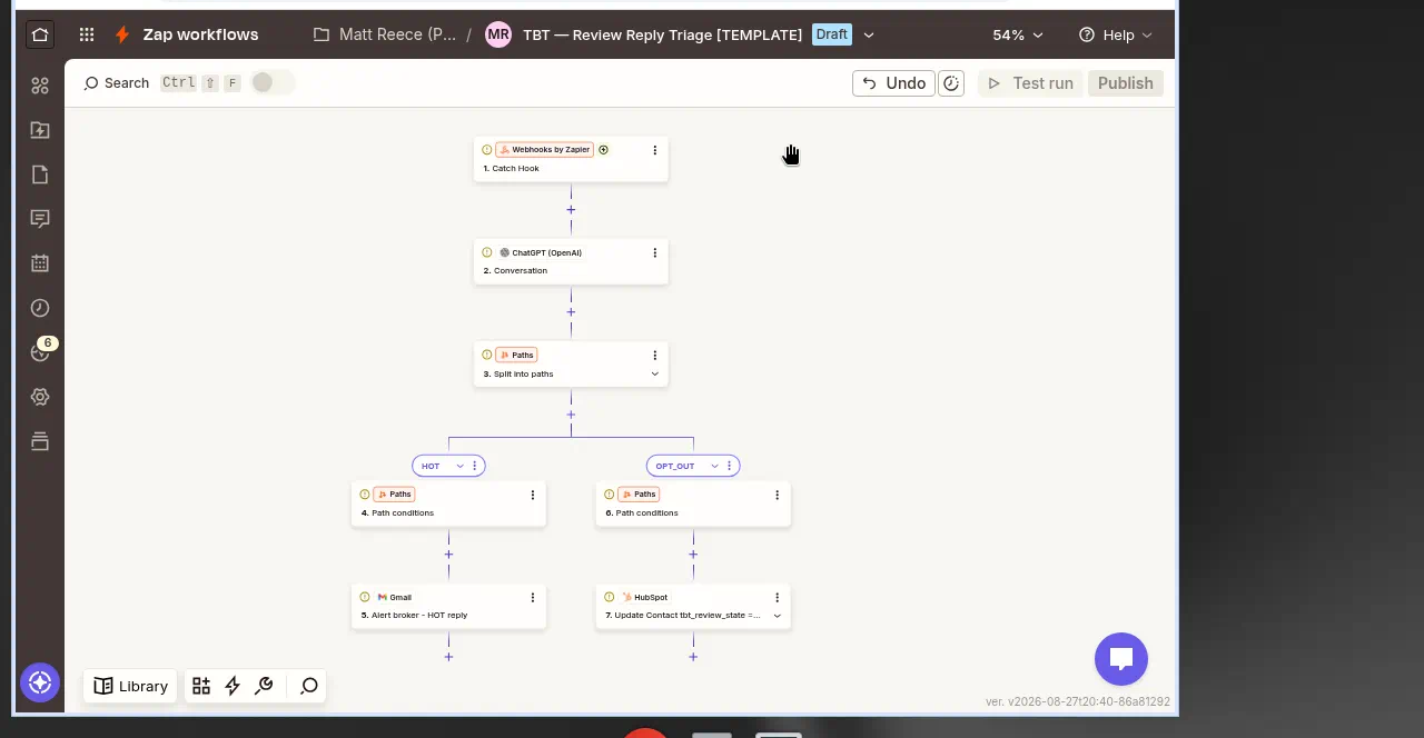 Zapier reply triage