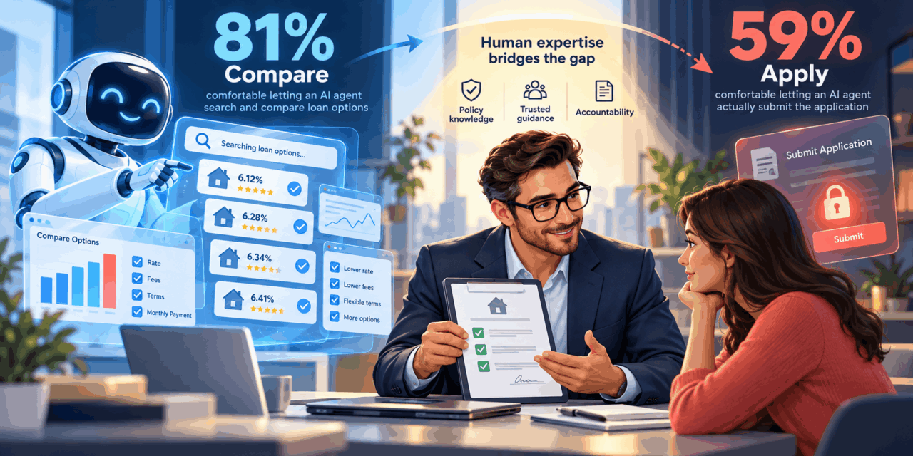 81% Would Let an AI Agent Compile Their Loan Options. 59% Would Let It Apply. The Gap Is Where Brokers Still Sit