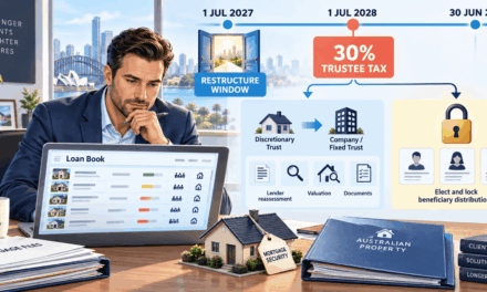 A 30% Trustee Tax Starts 1 July 2028. The Three-Year Restructure Window Opens First — and It Runs Through Your Loan Book