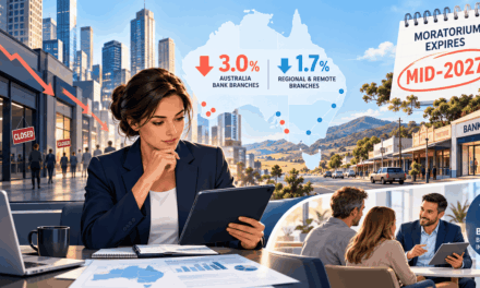Bank Branches Fell 3.0% and the Regional Decline Was the Smallest on Record. The Moratorium Holding It There Runs Out Mid-2027 for NAB and ANZ