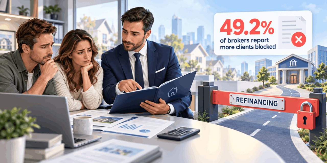 Brokers Reporting Clients Blocked From Refinancing Doubled to 49.2%. The 20% DTI Cap That Started on 1 February Is Part of Why