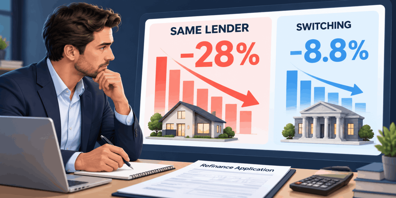 Same-Lender Refinancing Fell 28% — More Than Three Times the 8.8% Fall in Switching. The Steepest Drop in the Release Was the Easier Option